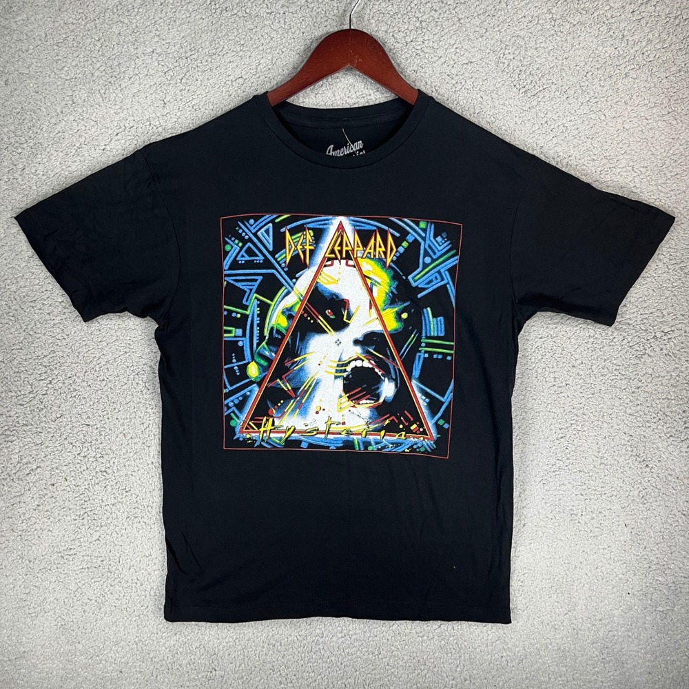 American Classics Def Leppard Hysteria Black Graphic Band Tee Shirt Mens Medium